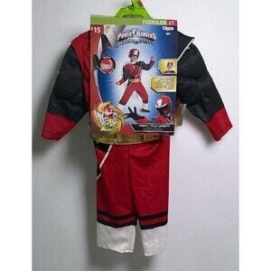 Power Rangers Ninja Steel Red Ranger Toddler Costume 2T Muscles Halloween